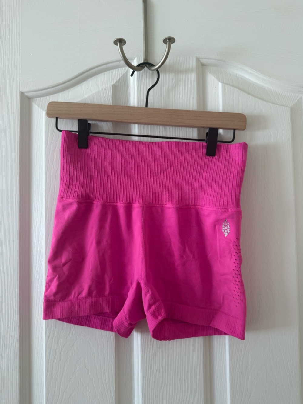 High-Rise Ribbed Hot Pink Women’s Free People Shorts